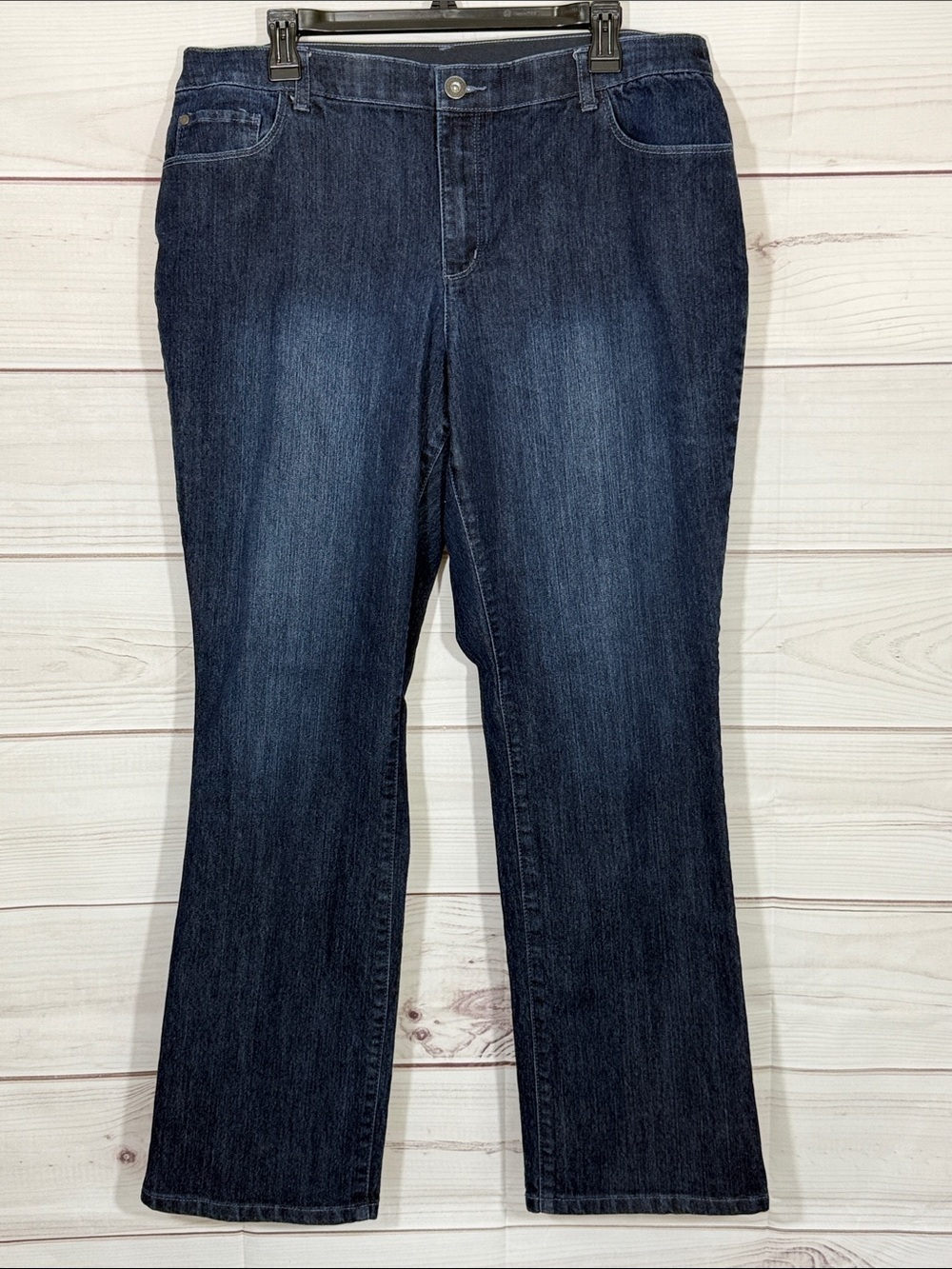 CJ Banks Blue Denim Straight Leg Jeans with Elastic Waistband Size 16W